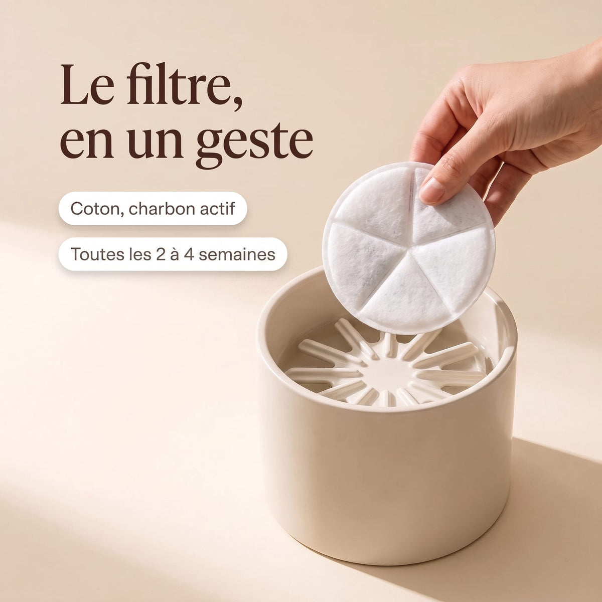 Le filtre en un geste : changement de la cartouche de la fontaine La Ronde