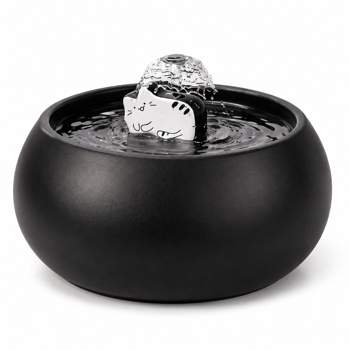 Fontaine à eau chat céramique noire 1,5 L | La Coupe