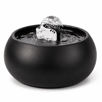 Fontaine à eau chat céramique noire 1,5 L | La Coupe