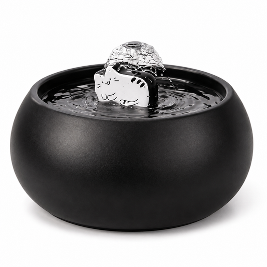 Fontaine à eau chat céramique noire 1,5 L | La Coupe