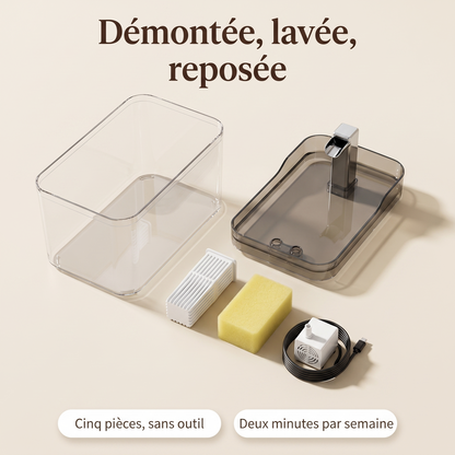 Démontée, lavée, reposée : cuve, plateau, filtre et pompe de La Claire
