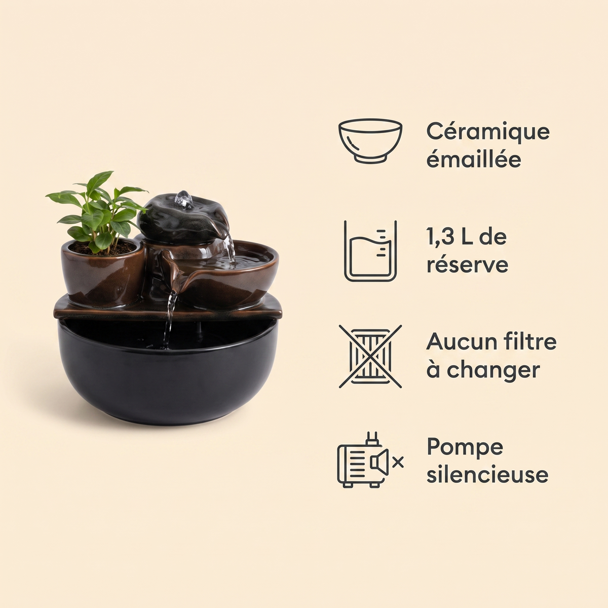 Quatre bénéfices de la fontaine à eau en céramique 1,3 L pour chat