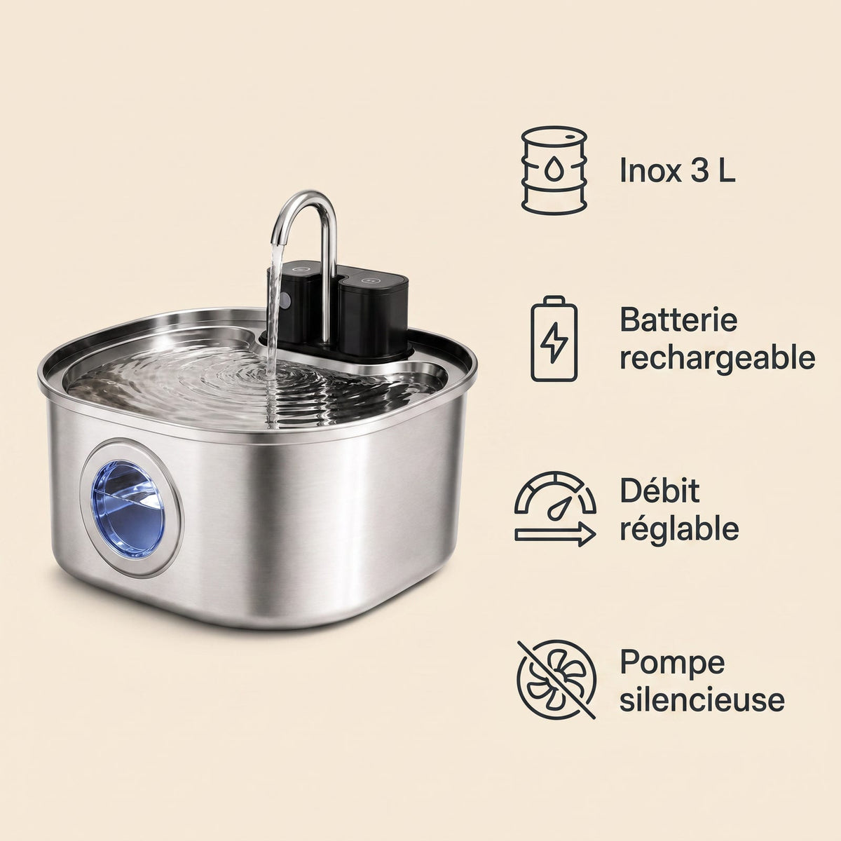 Quatre bénéfices de la fontaine à eau en inox 3 L sans fil pour chat