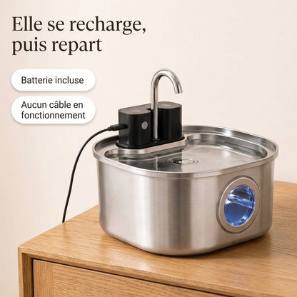 Recharge de la batterie de la fontaine à eau sans fil pour chat