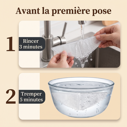 Rincer trois minutes puis tremper cinq minutes avant la première pose