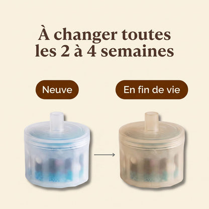 Filtre neuf et filtre en fin de vie après plusieurs semaines d'utilisation