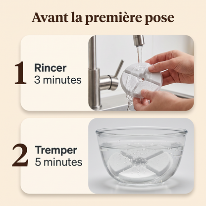 Rincer trois minutes puis tremper cinq minutes avant la première pose