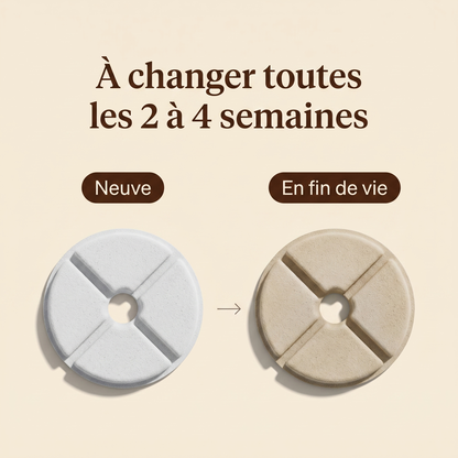 Filtre neuf et filtre en fin de vie après plusieurs semaines d'utilisation