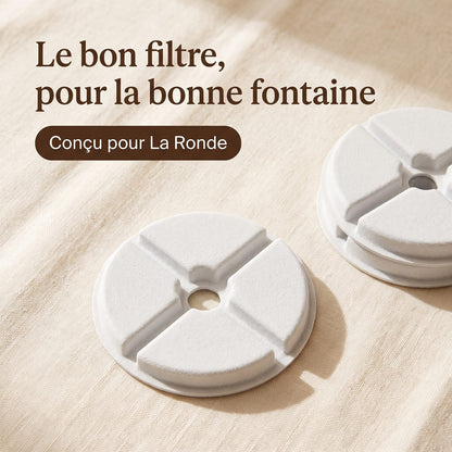 Cartouches filtrantes vues de dessus, conçues pour la fontaine La Ronde