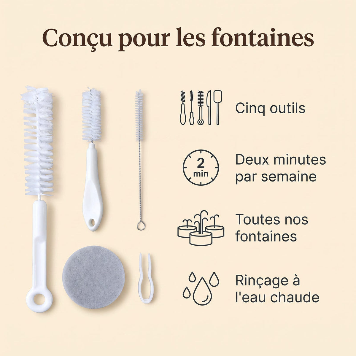 Quatre bénéfices du kit de nettoyage pour fontaine à eau chat