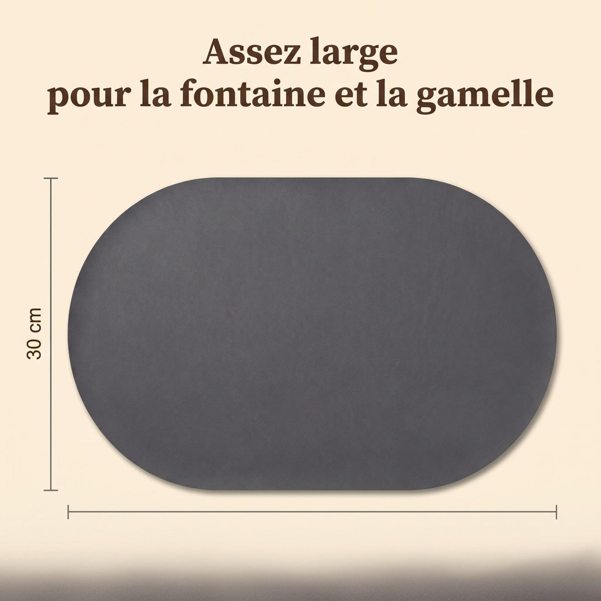 Dimensions du tapis pour fontaine à eau chat, 50 cm sur 30 cm