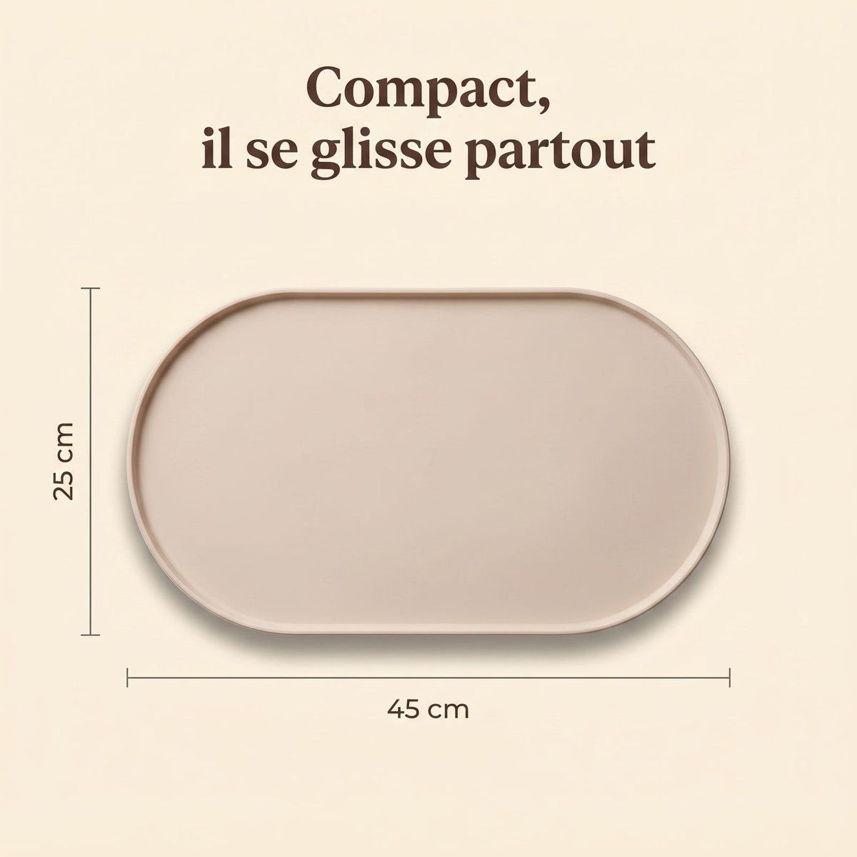 Dimensions du tapis en silicone à rebord, 45 cm sur 25 cm